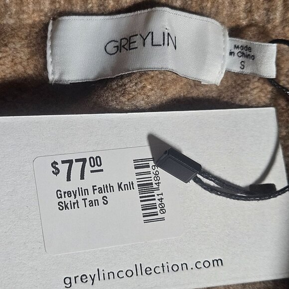 Greylin Women’s Taupe Knit Midi Skirt S – Quiet Luxury Soft Neutral Minimalist - Picture 4 of 11